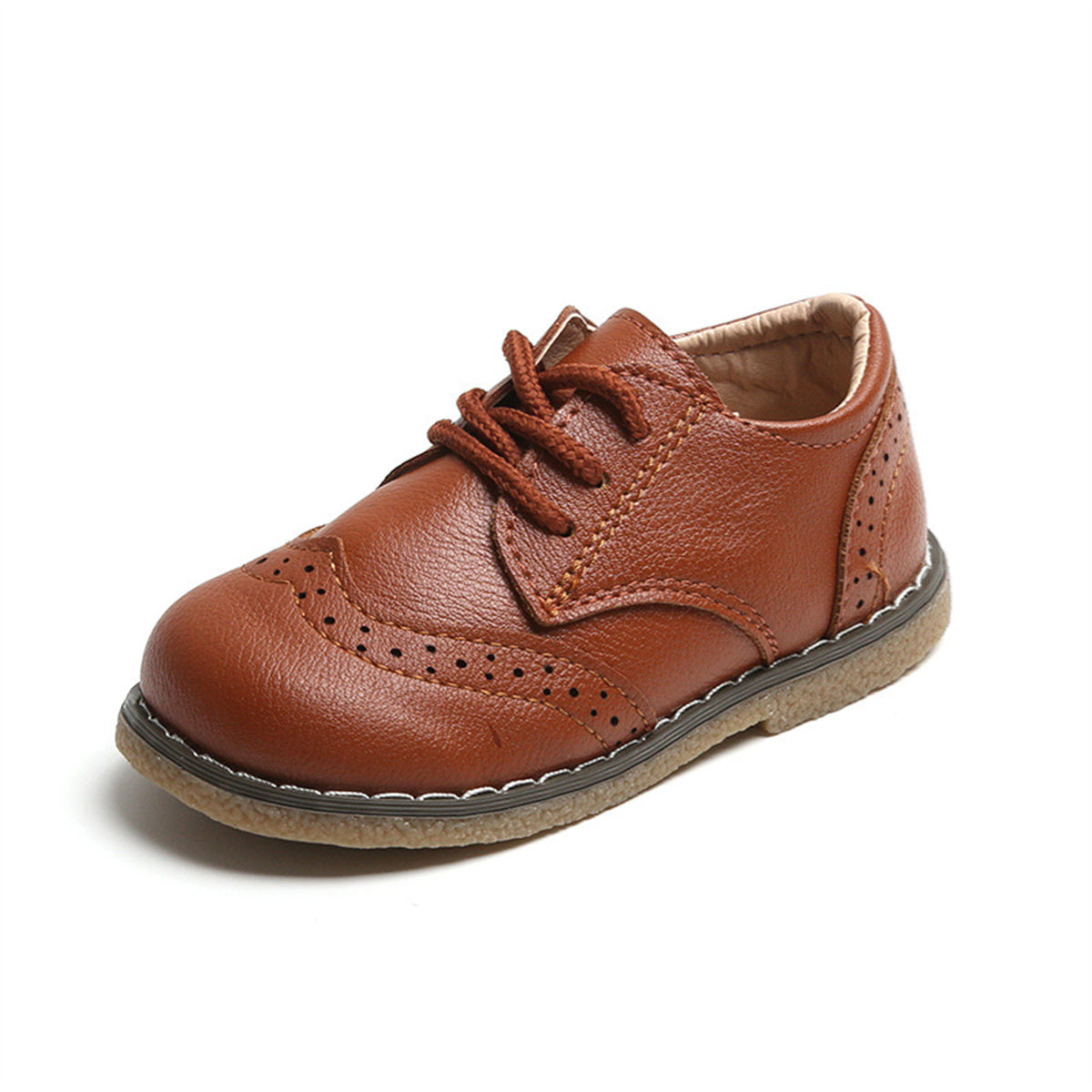 Children's and boys' spring and autumn British retro style soft-soled comfortable flat leather shoes