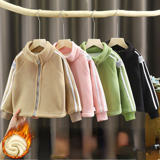 New children's coat for boys and girls, medium and large children's baby, autumn and winter thick warm coat, stand collar outer wear