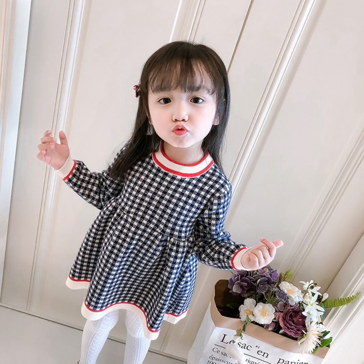 Girls autumn and winter new sweater dress