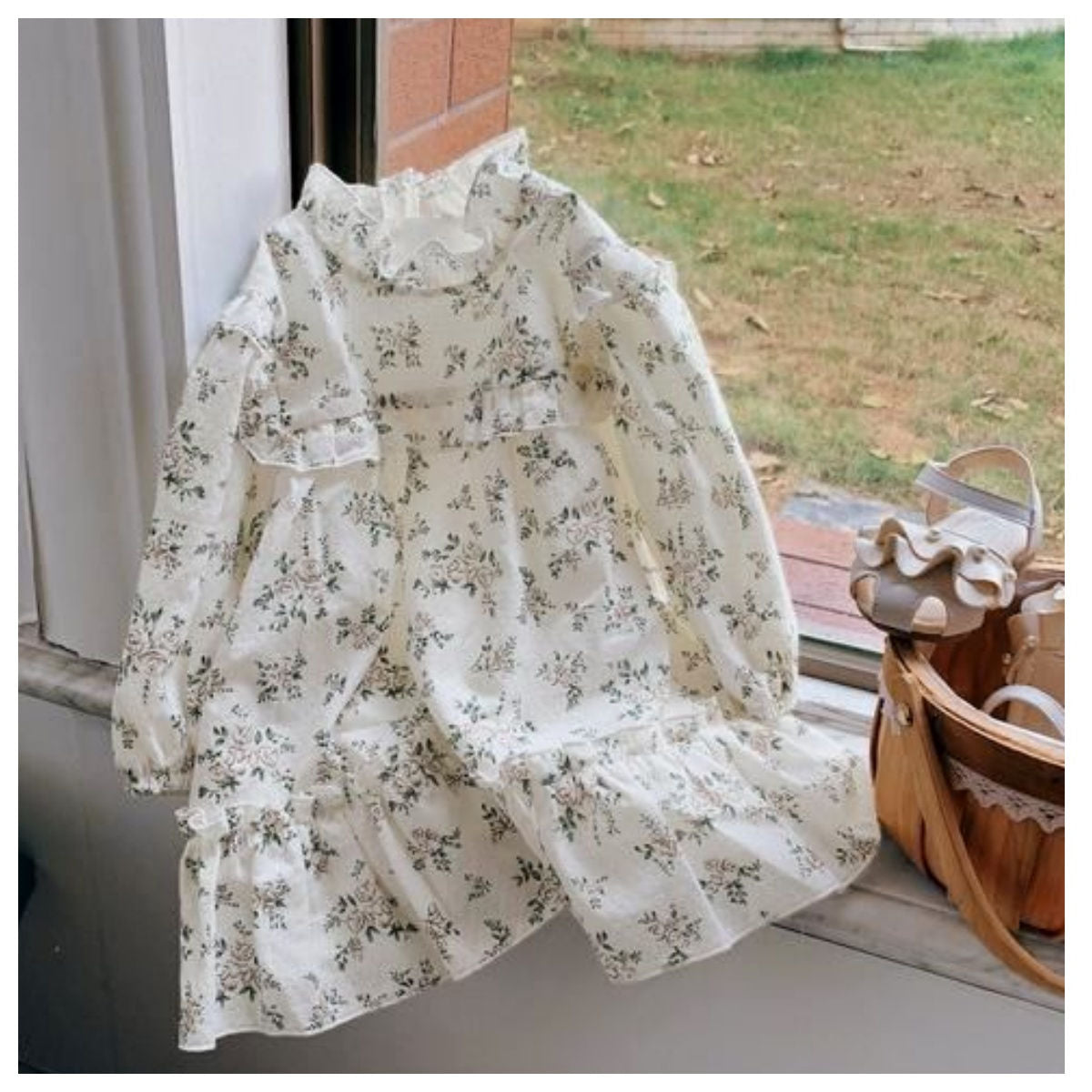 Baby girl spring and autumn floral long sleeve princess dress