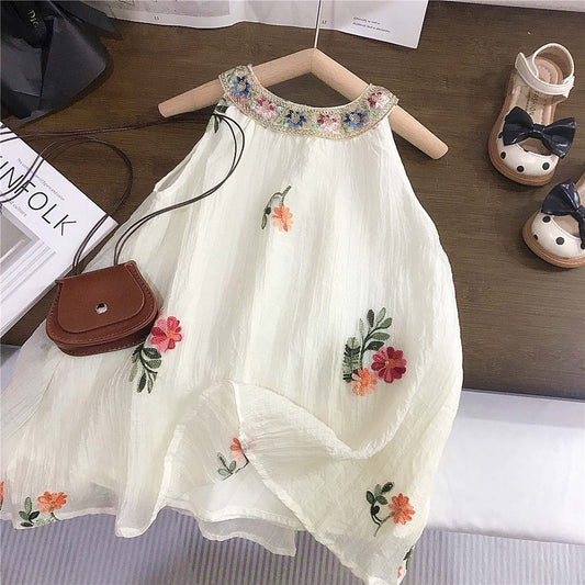 Summer new children's clothing suspender skirt baby floral skirt children's princess skirt