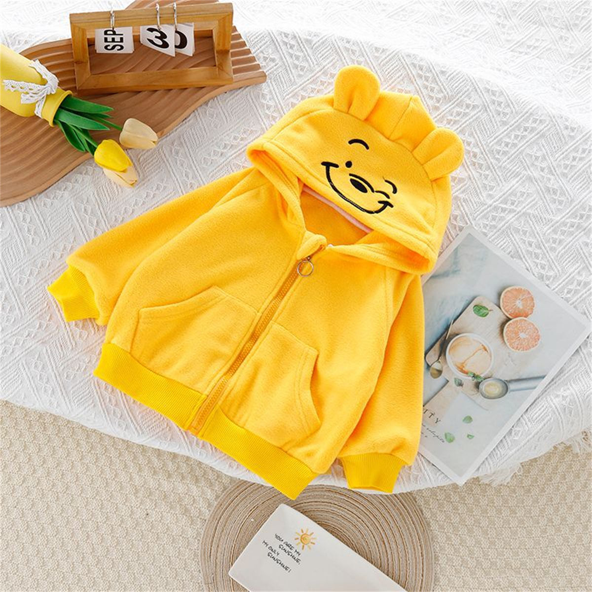 Boys and girls baby cartoon hooded tops