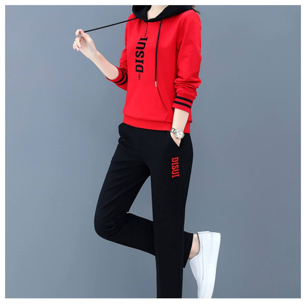 Casual sportswear suit for women fashion hooded sweatshirt two piece suit