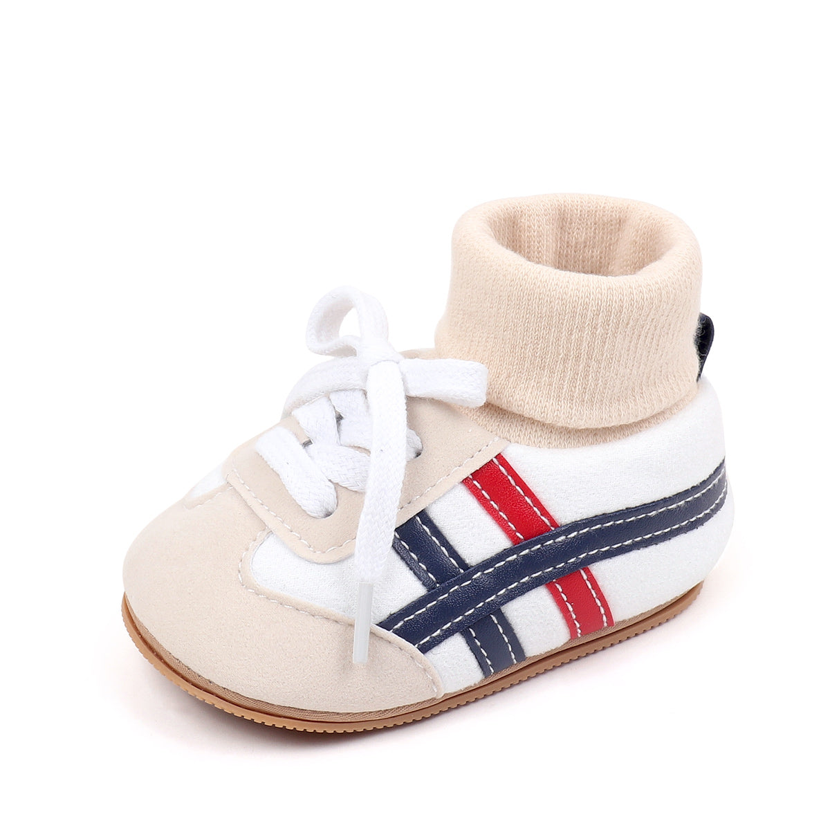 Spring and autumn shoes and socks integrated soft rubber sole lace-up non-slip toddler shoes