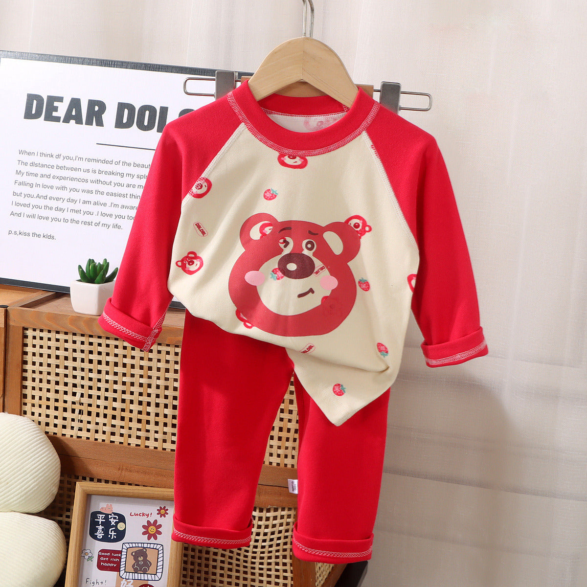 Strawberry Bear Cute Cartoon Home Clothes Set