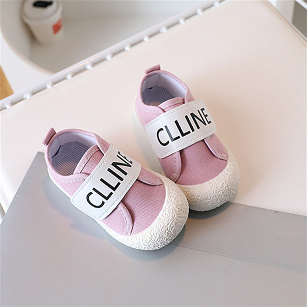 Autumn solid color letter style low-top canvas shoes for boys and girls