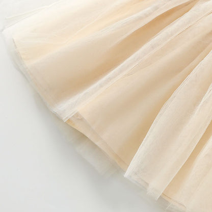 Flying sleeve lace mesh skirt