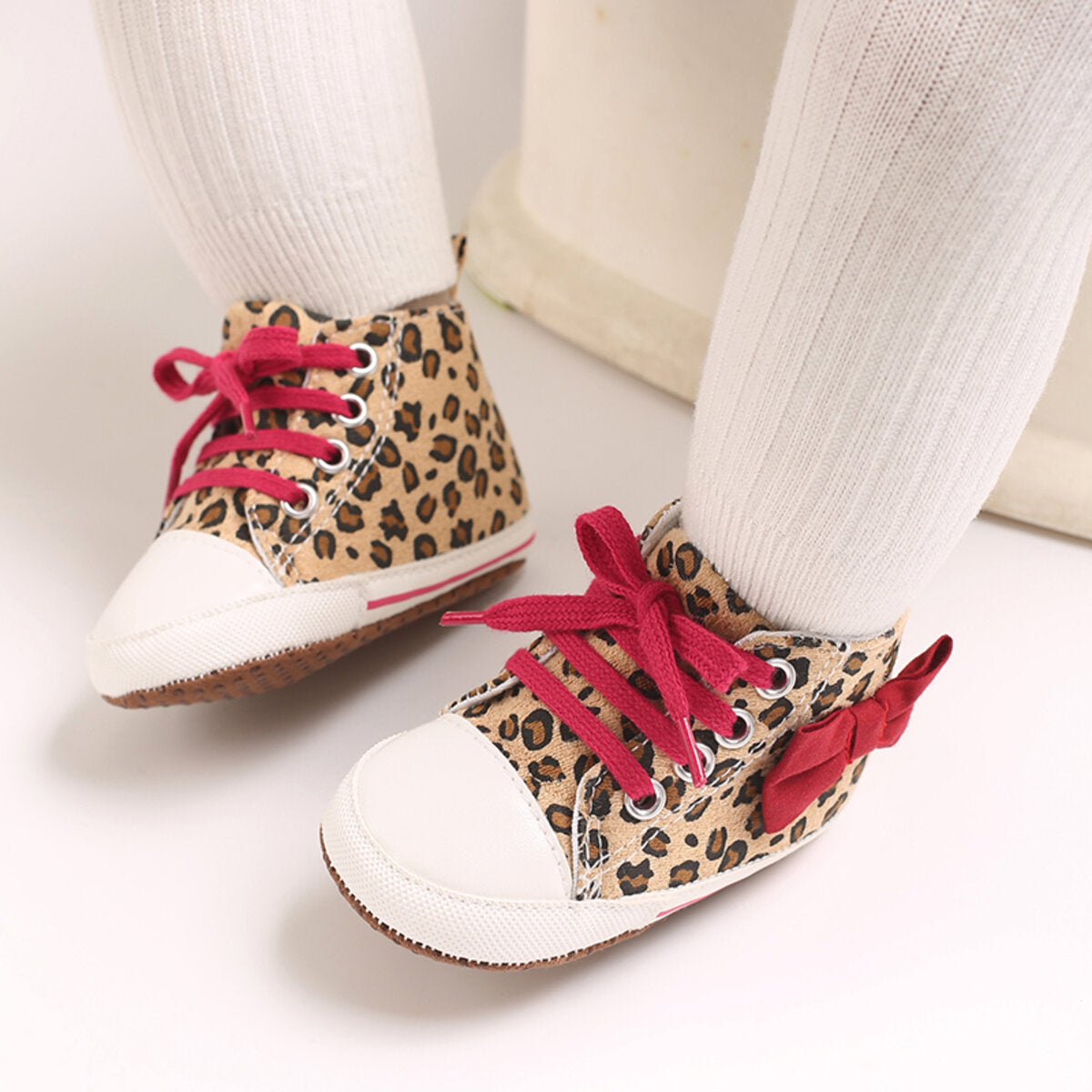 Baby high top leopard print canvas shoes