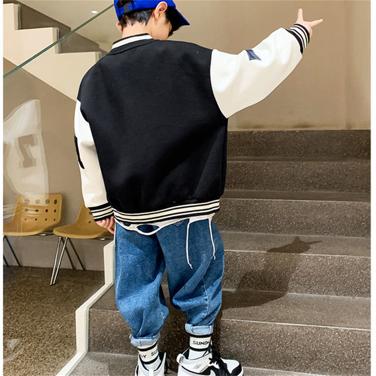 Boys' long sleeve baseball jacket, stylish and versatile