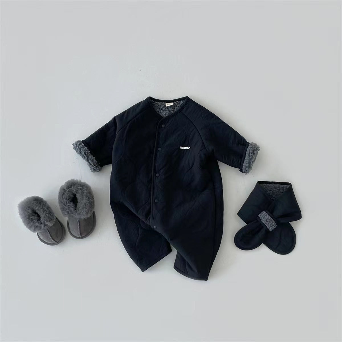 Baby and child lamb fleece simple warm jumpsuit