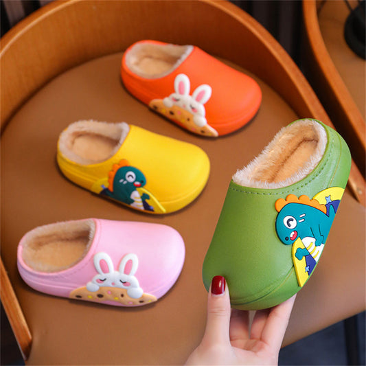 Winter cartoon pattern cute style indoor warm cotton slippers for boys and girls