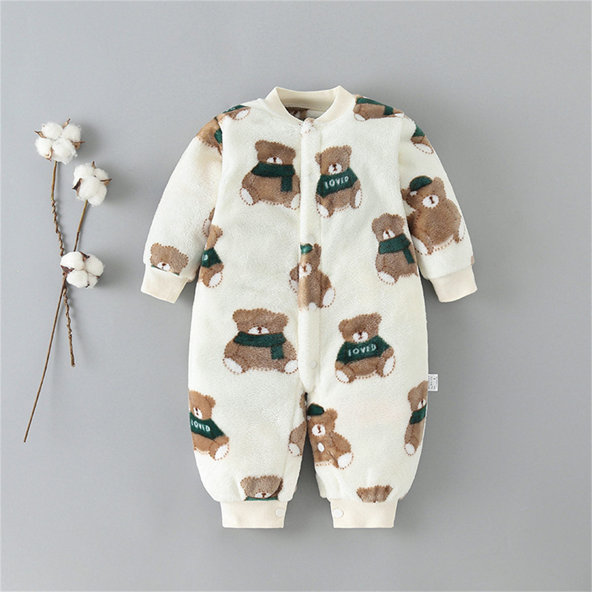 Baby spring autumn winter thickened flannel warm jumpsuit