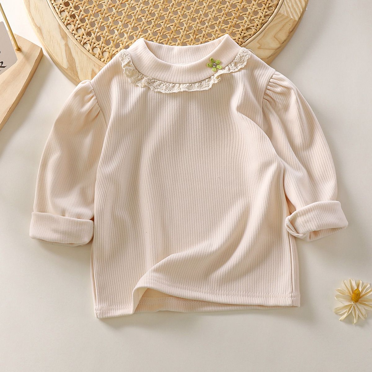 Autumn girls long sleeve lace T-shirt