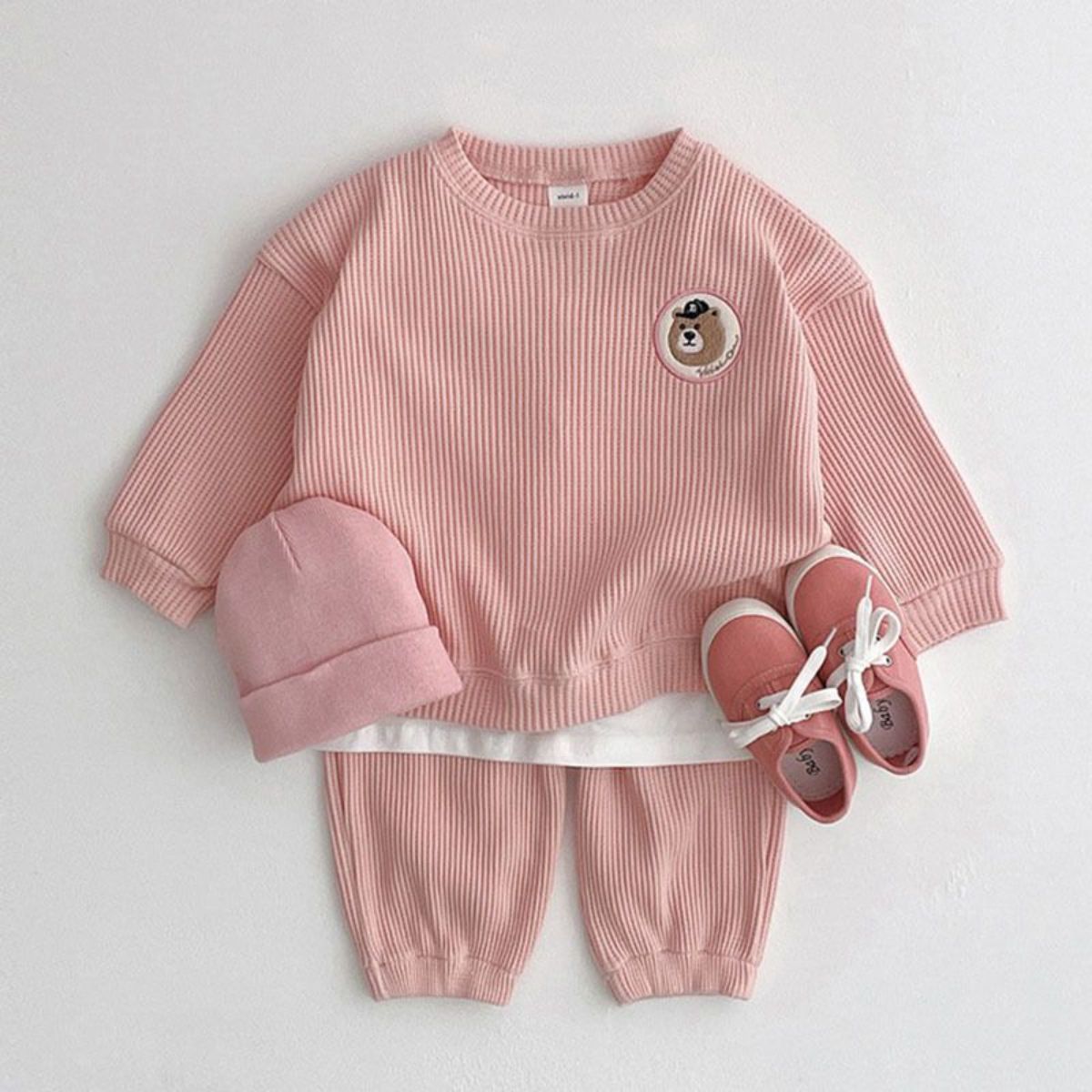 Autumn and winter boys and girls cartoon casual waffle suit