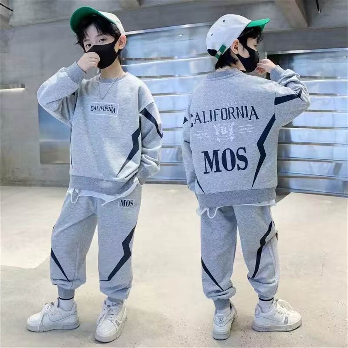 Boys' fashionable versatile sweatshirt long-sleeved two-piece sports suit