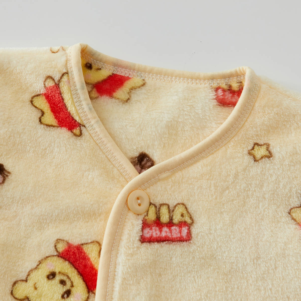 2 Pieces Baby Clothes Warm Flannel Cute Pentagram Bear Pattern Pajamas Set for Autumn and Winter