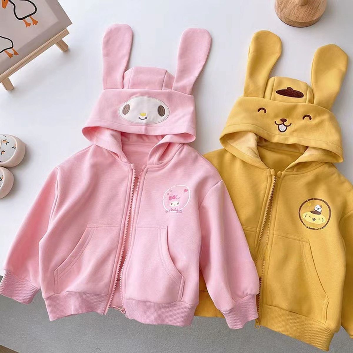 Children's clothing hooded sweatshirt for girls autumn new cartoon printing small and medium-sized children's girls zipper long-sleeved jacket top