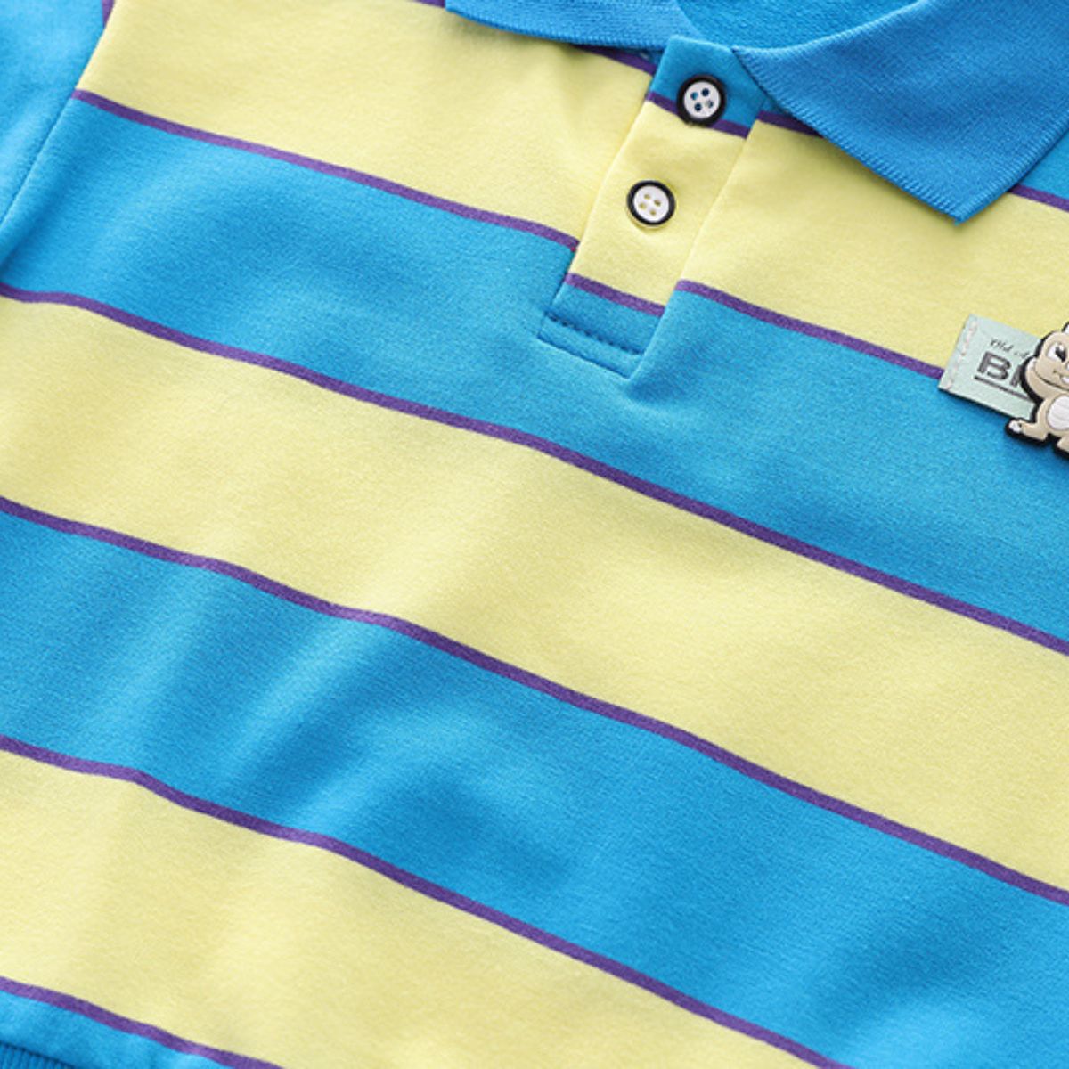 Boys Striped Lapel Polo Shirt Set