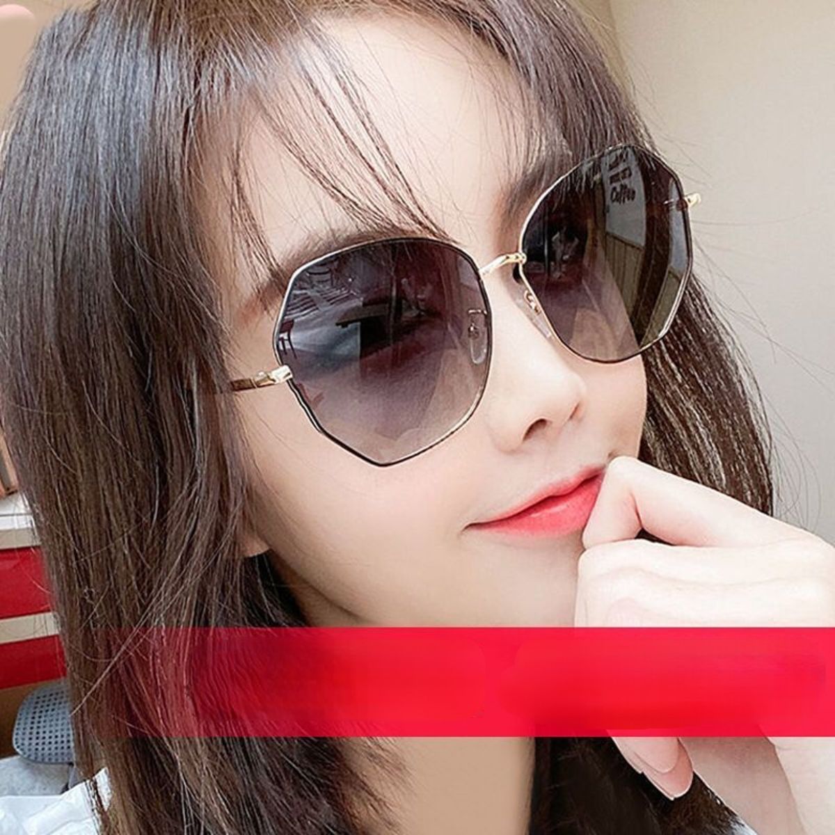 Women's casual large frame shopping sunglasses