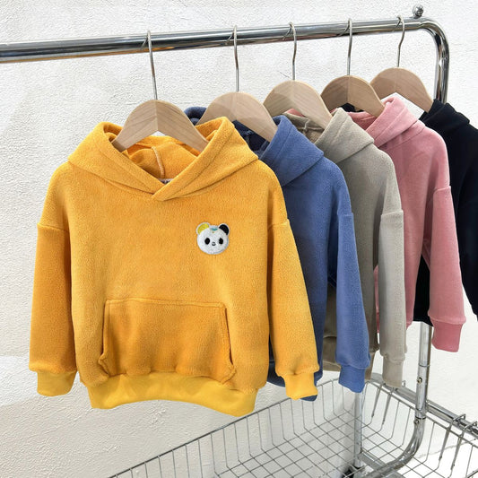 Children's plush hooded sweatshirt Austrian velvet jacket middle and large children's autumn and winter hoodie boys and girls long-sleeved warm tops