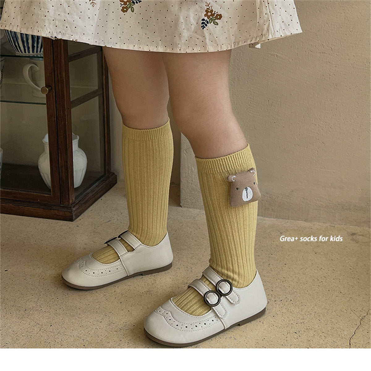 Children's cute doll pattern cute cartoon style calf socks mid-tube socks