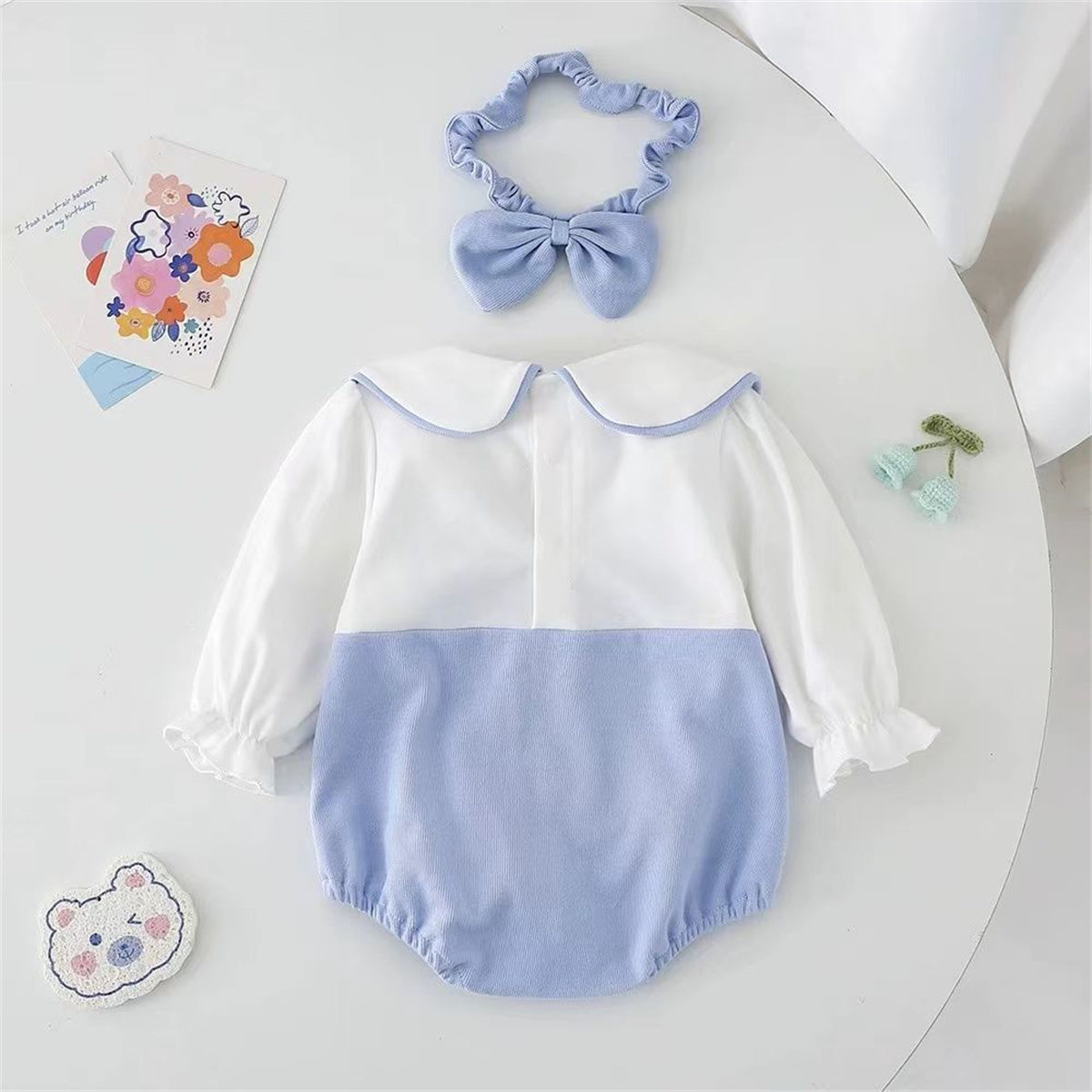 Baby clothes princess set with headband long sleeve romper