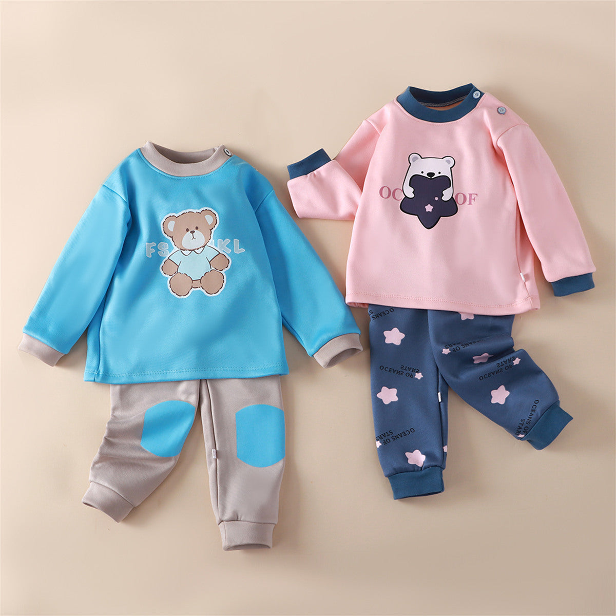 children's thermal underwear set thickened fleece