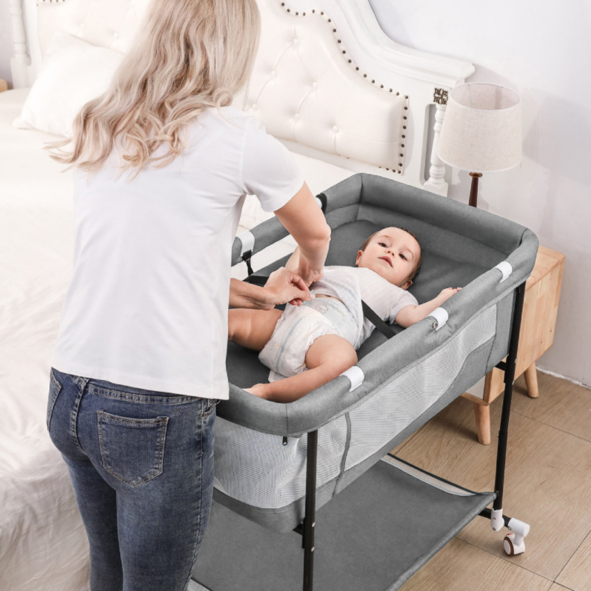 Crib newborn baby crib bed mobile portable children sleeping basket bed European-style folding crib versatile