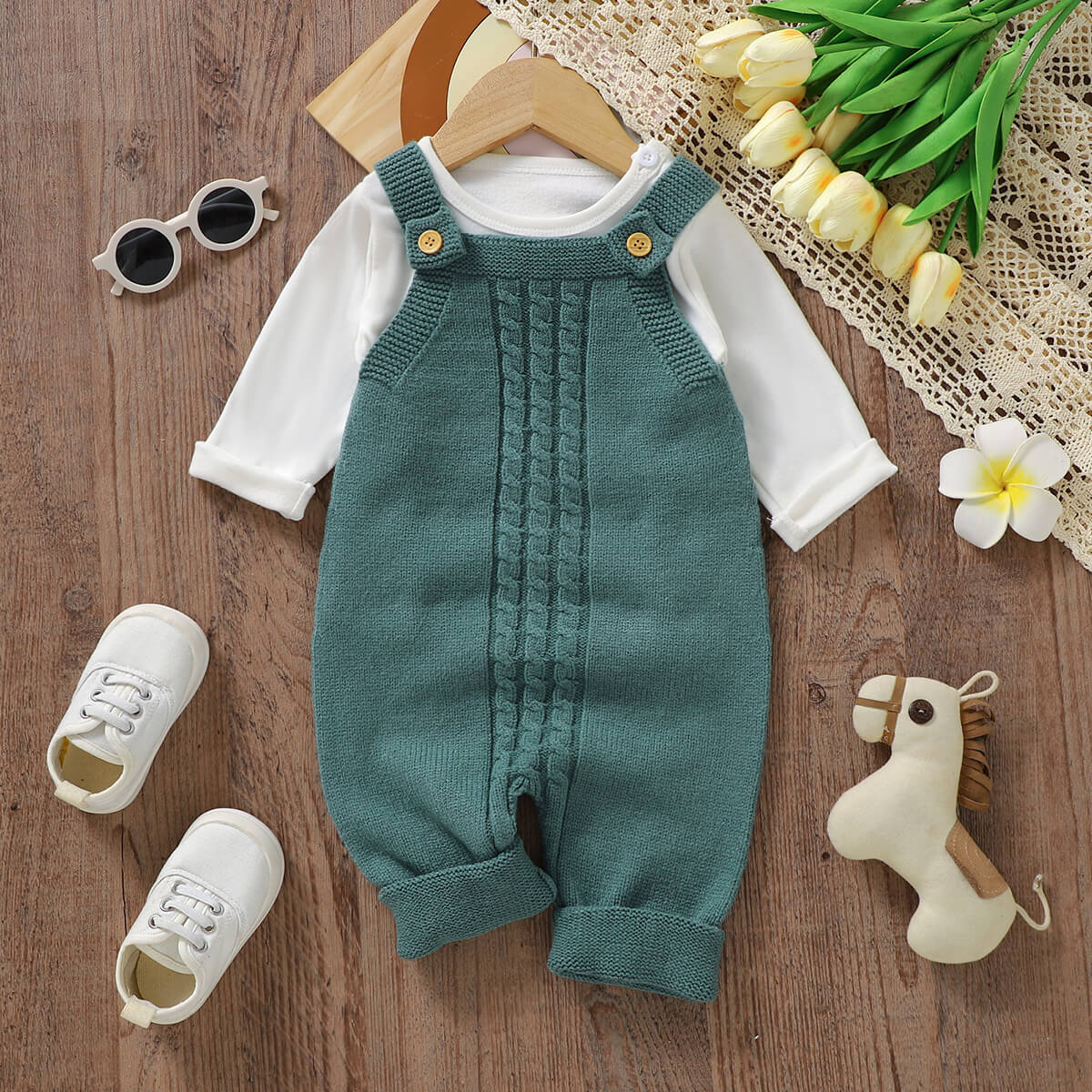 Baby knitted one-piece sling long-legged romper