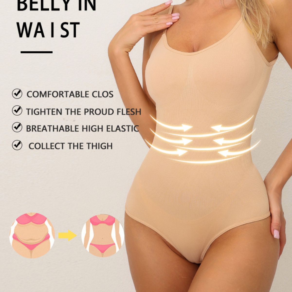 Seamless Shaper Bikini T-Back Bodysuit Waist and Tummy Control Suspender Bodycon Corset