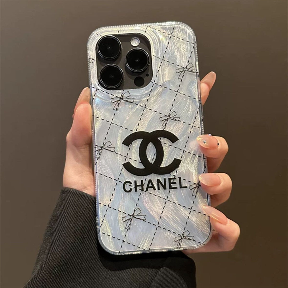 Apple light luxury feather yarn small Chanel style Apple mobile phone case