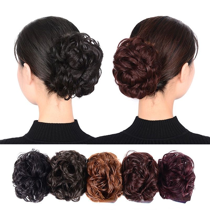 Wig women's clip-on hair band, bun, hair bun, short curly hair, clip-on flower bud head, fluffy big hair band