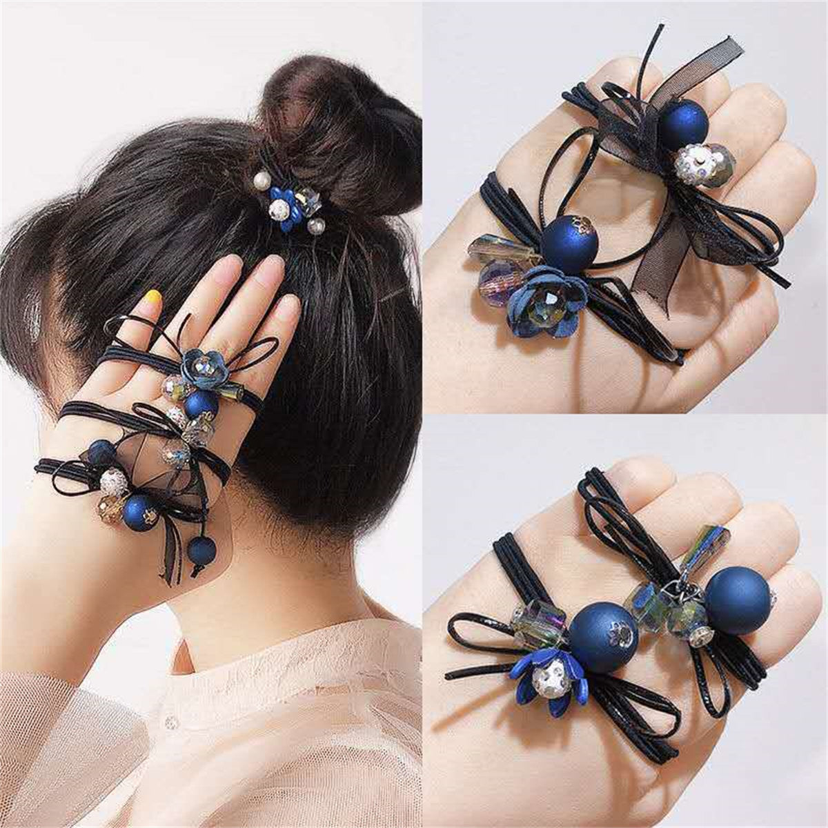 Adult 6-piece set crystal hair rope high elastic hair rope