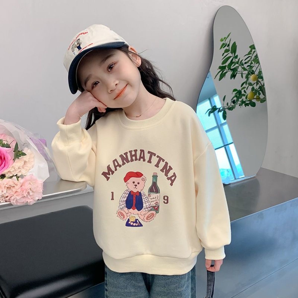 Girls sweatshirt spring and autumn new style little girl spring casual long-sleeved top baby spring clothes