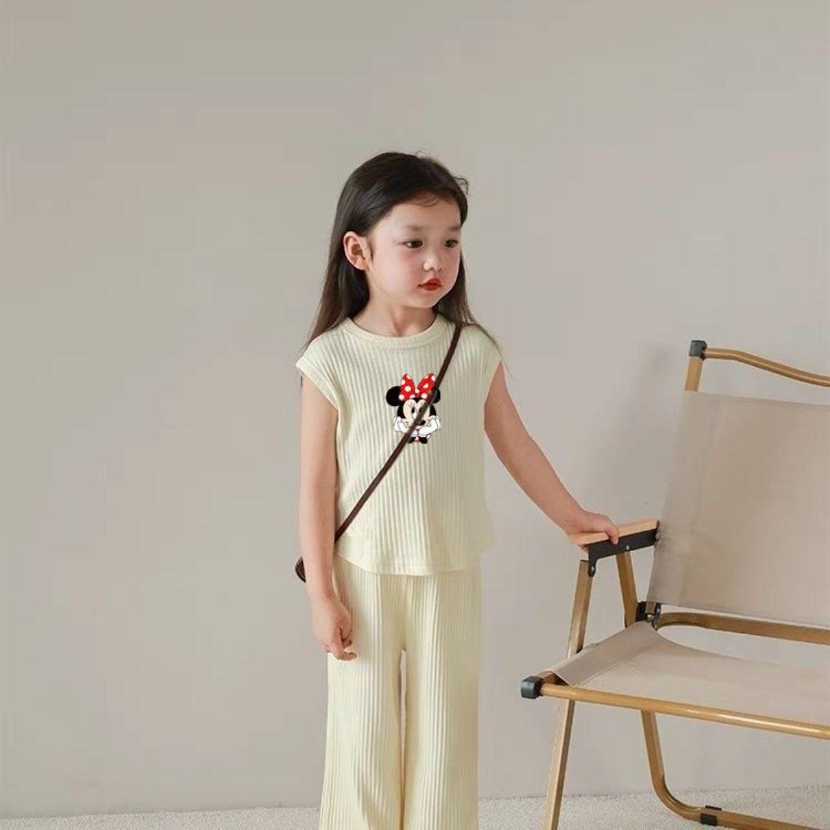 Girls summer new thin ice silk sleeveless vest top baby girl mosquito repellent trousers suit two-piece suit