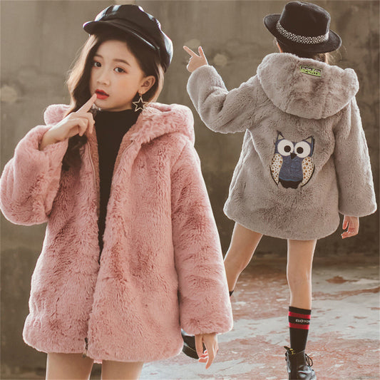 Children's thickened velvet winter coat for middle and large children autumn and winter fashion coat