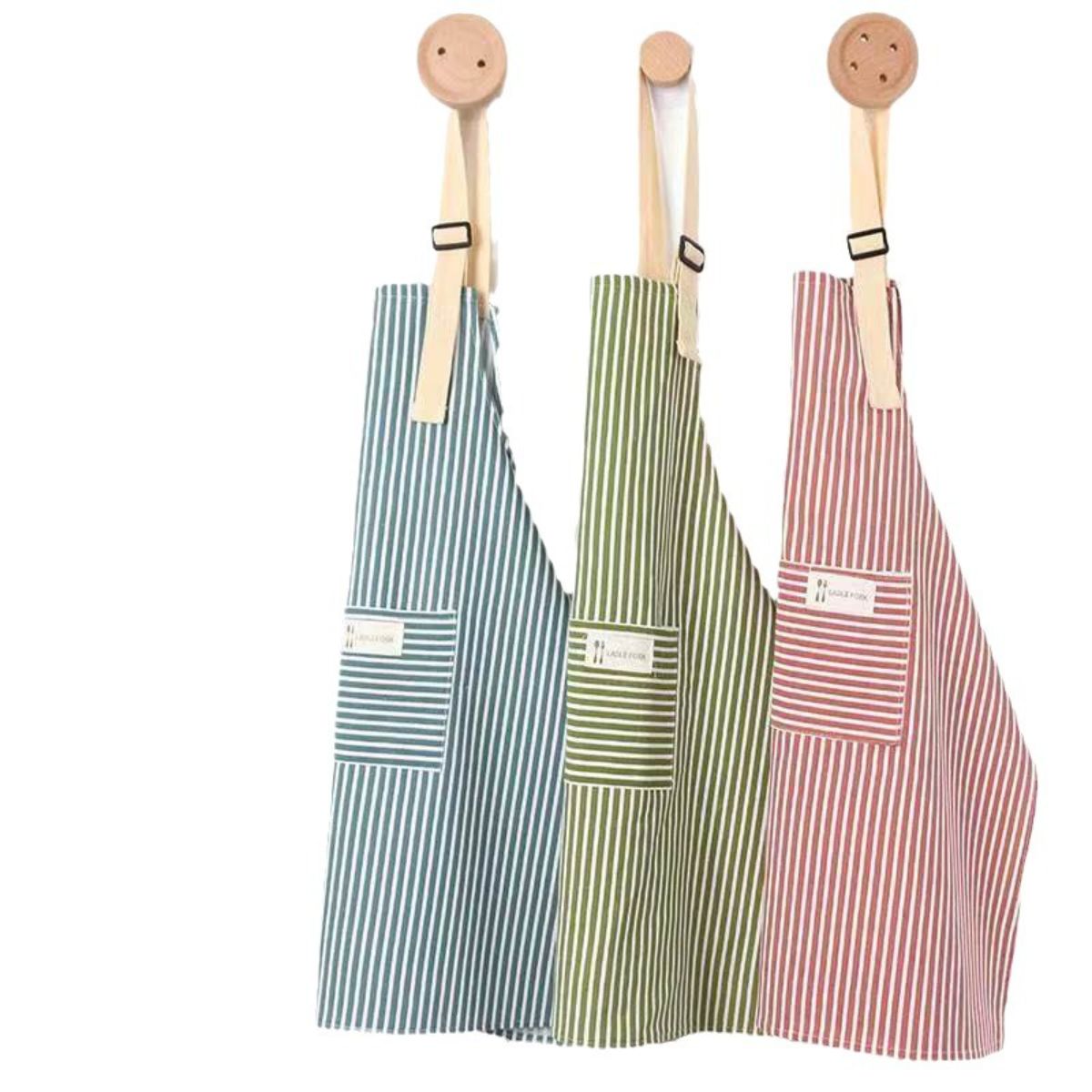 Cotton and Linen Striped Housework Breathable Kitchen Apron