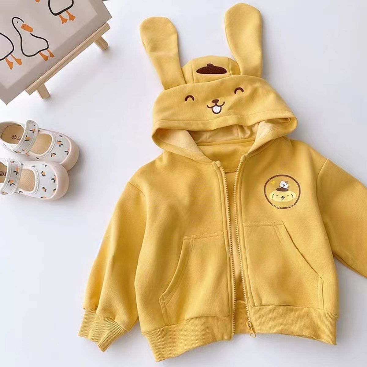 Children's clothing hooded sweatshirt for girls autumn new cartoon printing small and medium-sized children's girls zipper long-sleeved jacket top