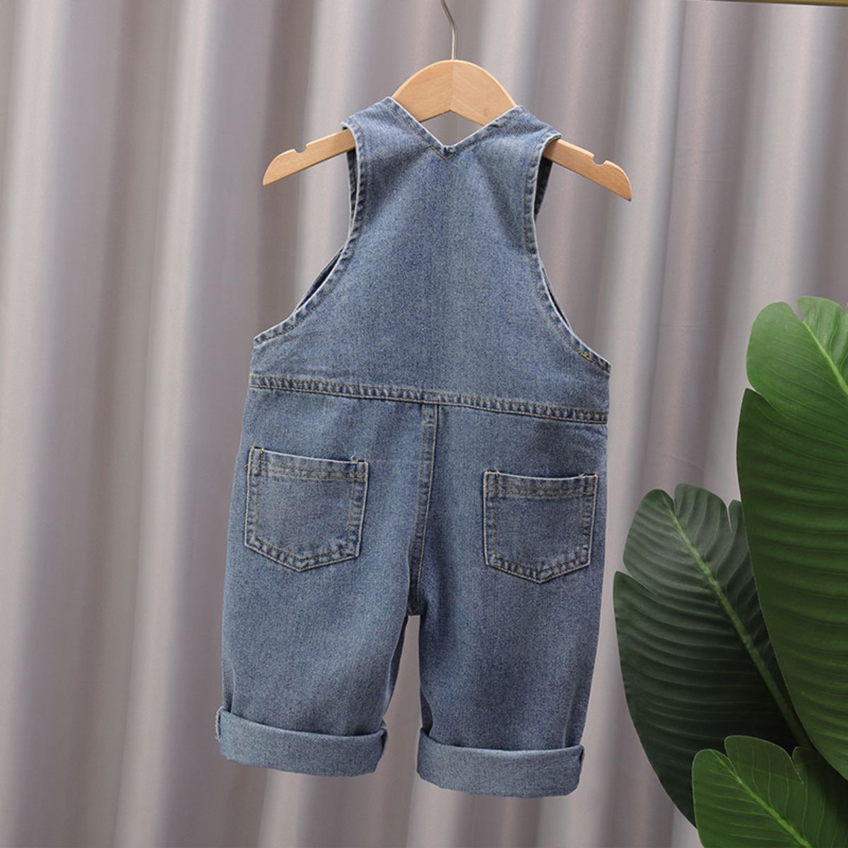 Baby denim overalls children's spring new boys and girls cartoon casual pants