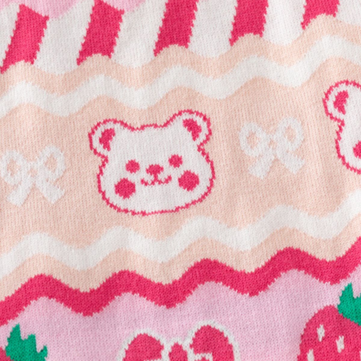 Girls' strawberry bear bottoming sweater