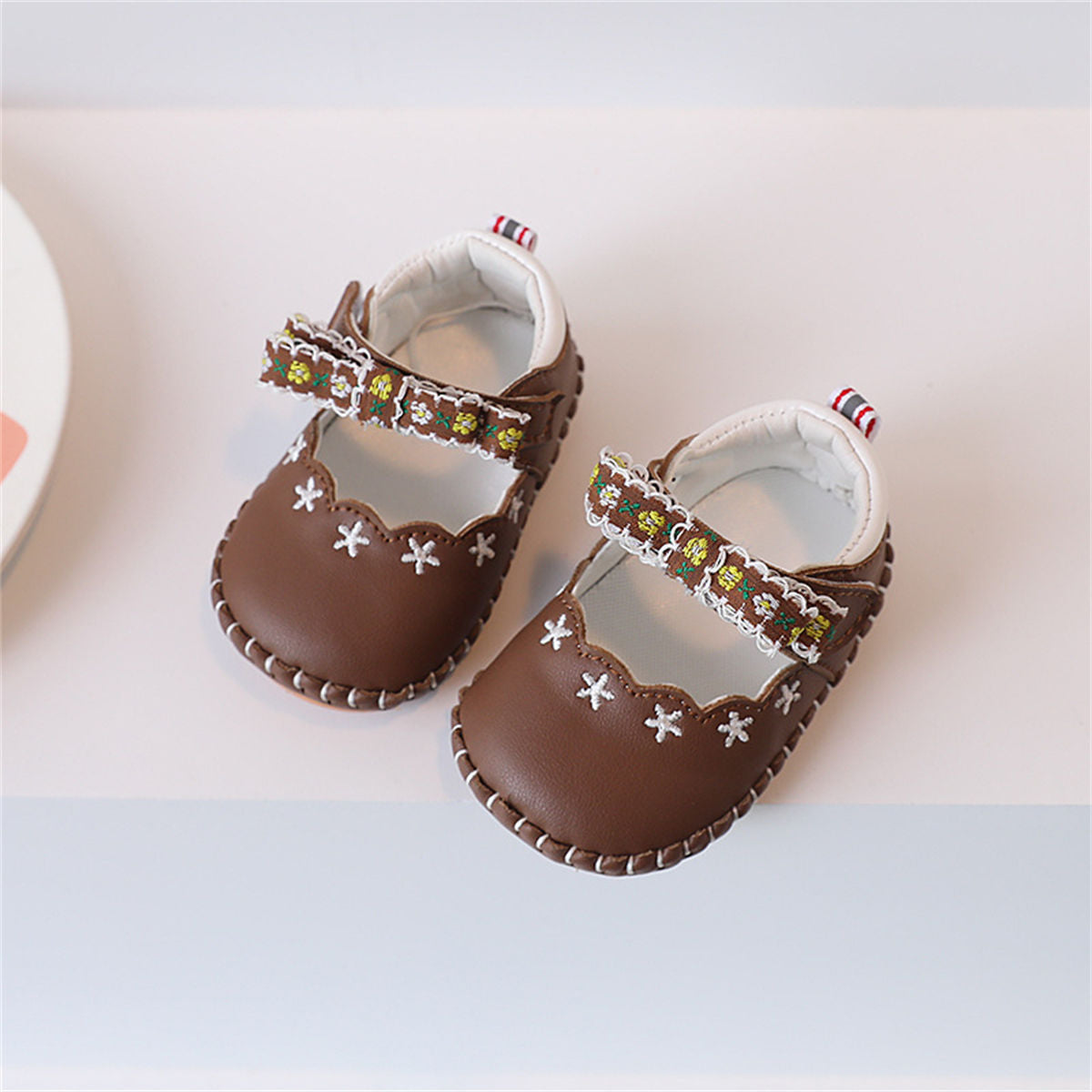 Baby Girls Autumn Embroidered Ladies Style Leather Shoes