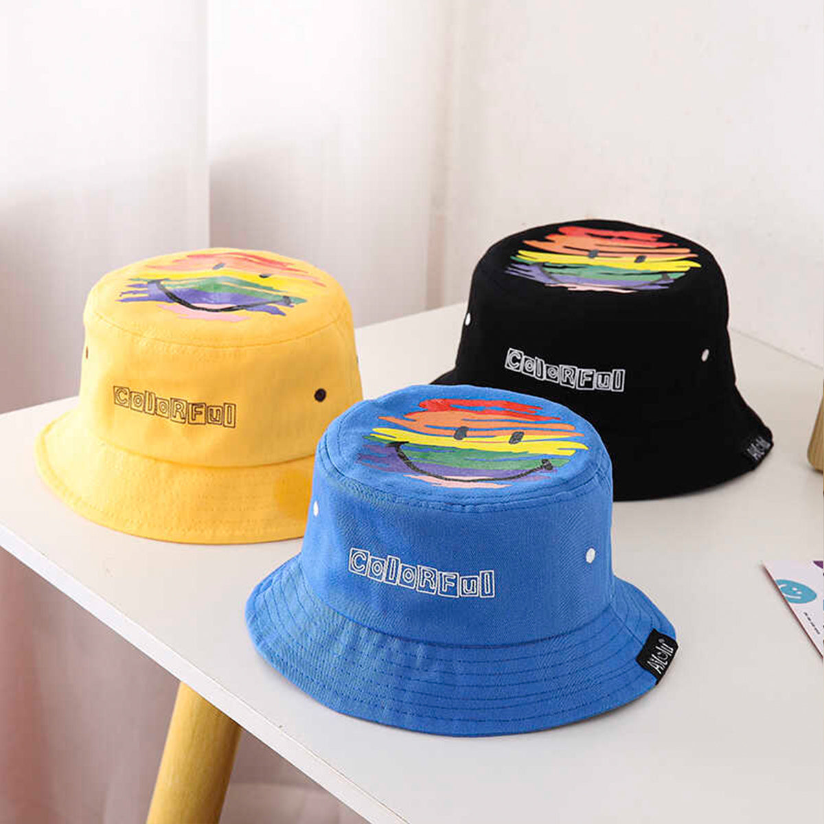 Children's cartoon smiling face sunshade fisherman hat