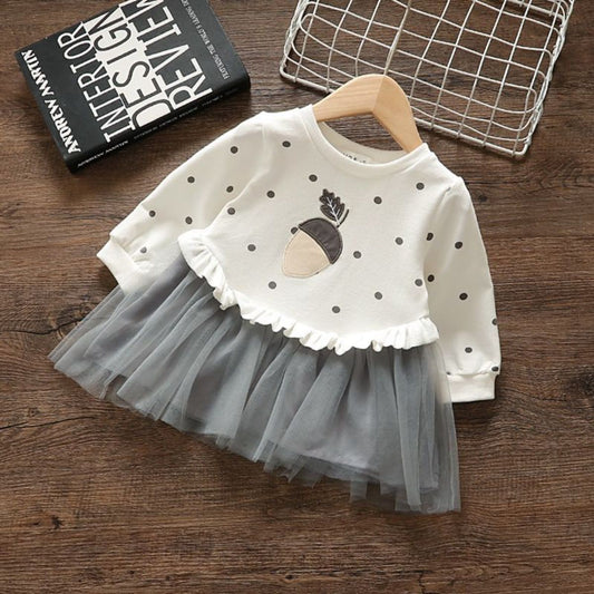 Girls autumn dress long sleeve baby sweater dress new style gauze skirt baby girl princess dress