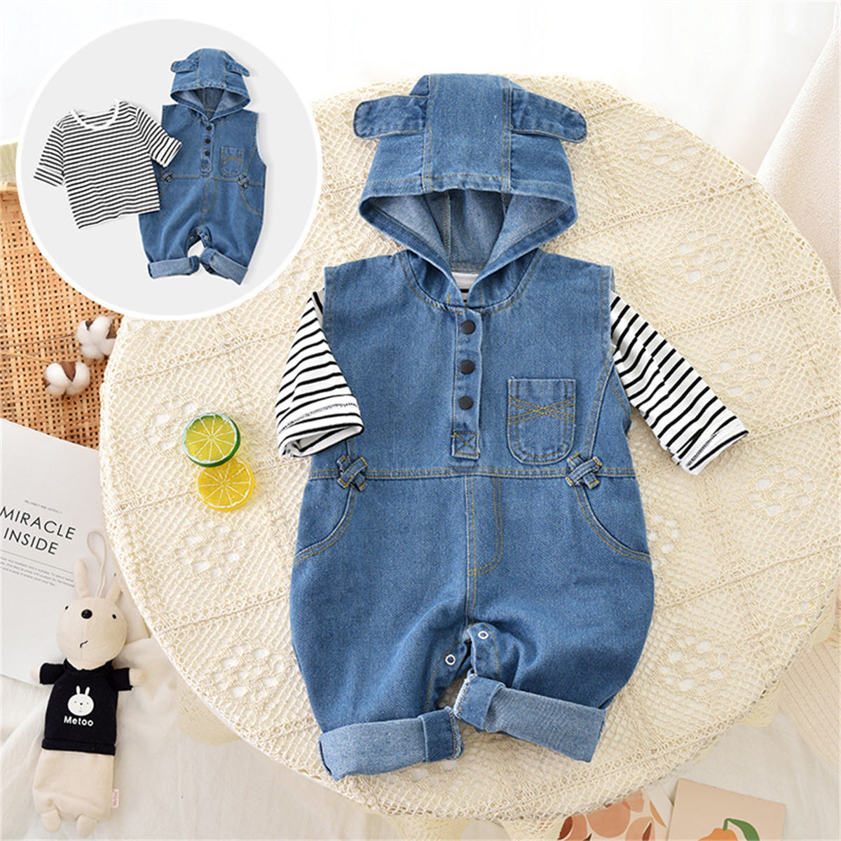 Baby Autumn Denim Overalls + T-shirt Set