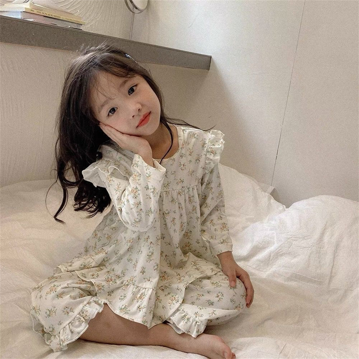 Children's two-piece floral fresh style long-sleeved suit