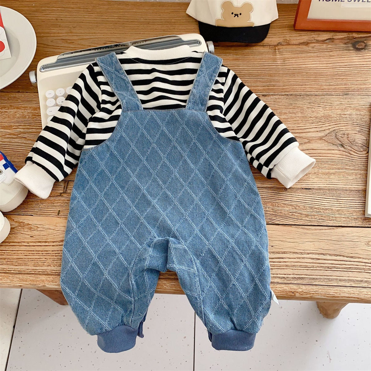 Baby cartoon Mickey fake two-piece striped romper one-year-old dress