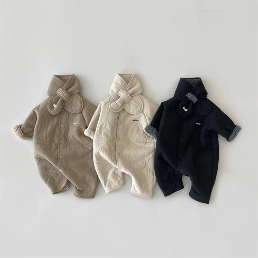 Baby and child lamb fleece simple warm jumpsuit