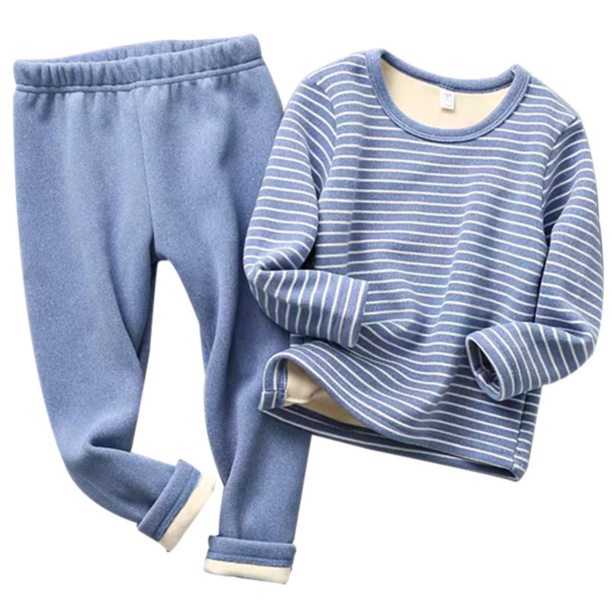 Autumn and winter children's velvet thickened striped pajamas home clothes