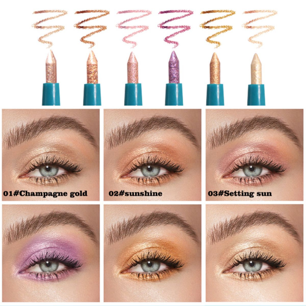 Eyeshadow stick for eye bags with pearlescent glitter and non-smudge makeup