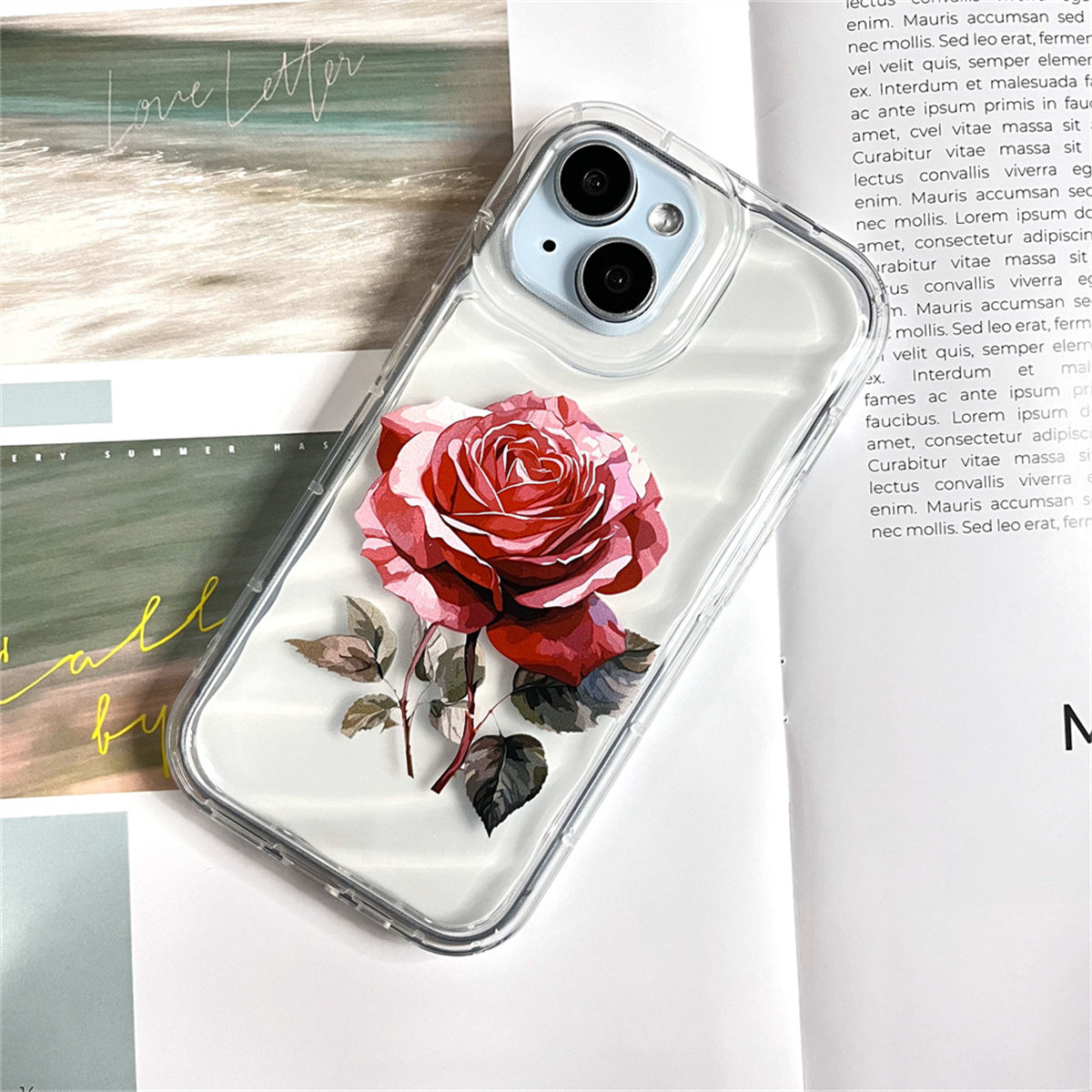 Apple transparent soft shell water ripple elegant ladies rose mobile phone case